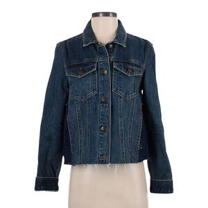 Free People Jean Jacket Blue Denim Lace Panel Button Front